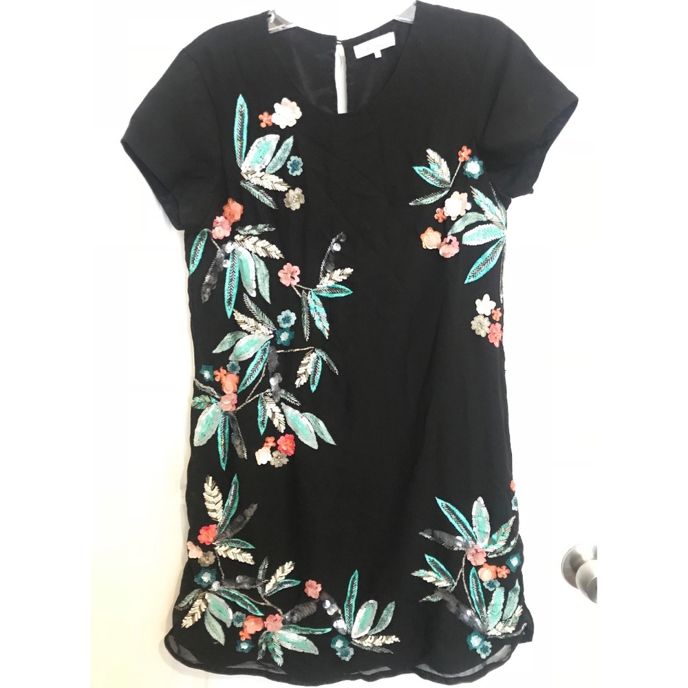 Floral beaded silk dress